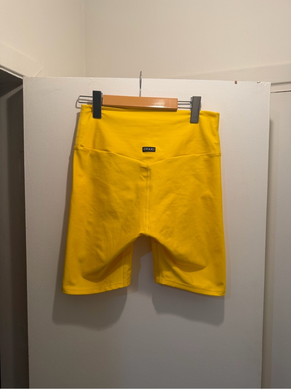 Oraki Yellow High-Rise Athletic Bike Shorts